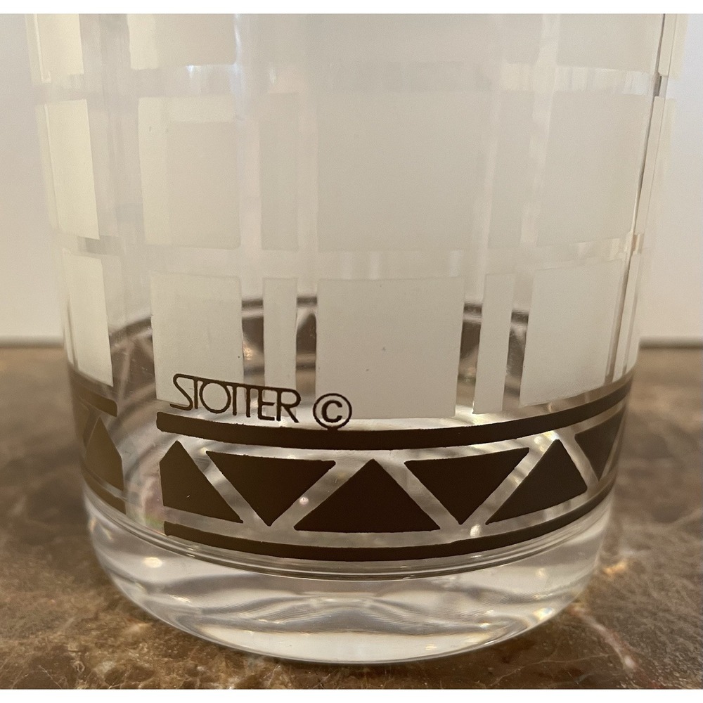 HJ Stotter 6 Acrylic Cups MCM Art Deco Old Fashioned Rock Glasses Frosted SET - Picture 7 of 16